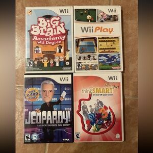 Lot Of Nintendo Wii Video Games - Wii Play, Jeopardy, Big Brain, Think Smart